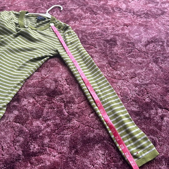 Vintage Tommy Hilfiger Green and Gray Preppy Striped Lightweight Sweater size XS - Picture 7 of 8